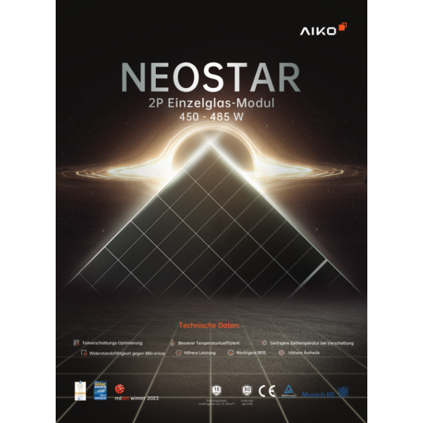 470Wp Aiko Neostar 2P+ A-MAH54Dw Full-Black Glas-Glas